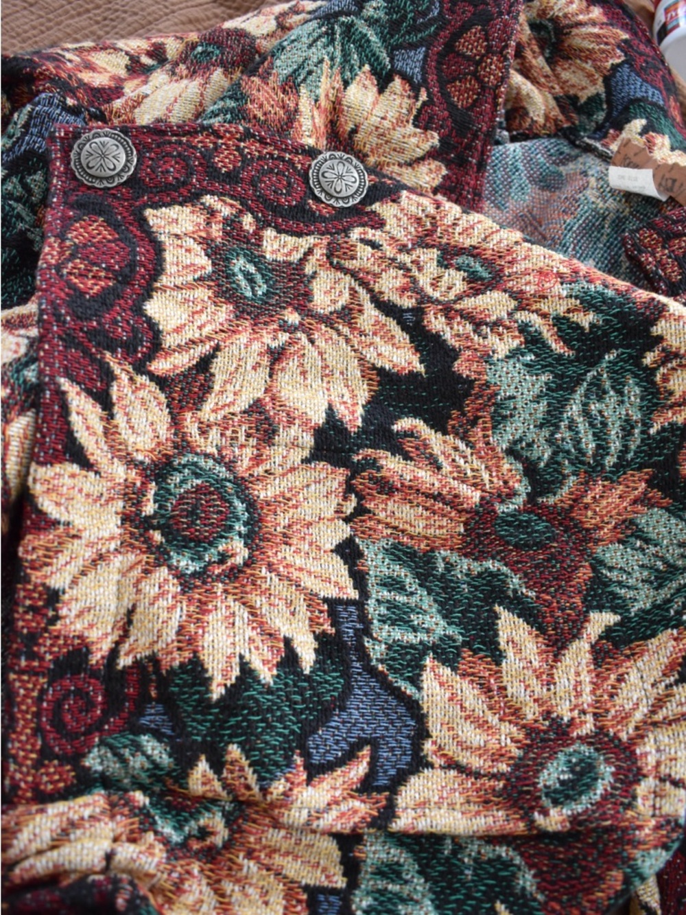 Vintage Painted Pony Sunflower Tapestry Jacket One Size - Picture 7 of 7